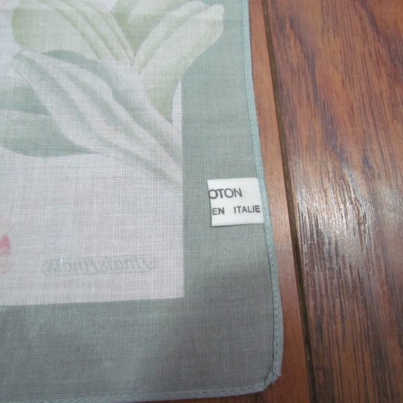 Vintage Anais Anais Cacharel White Peach Jade Green Hankie Handkerchief 10 in - Picture 4 of 4